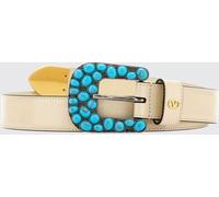 VALENTINO GARAVANI Laminated Leather Belt with VLogo Signature Jewelled Buckle - Size: 80 - female