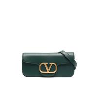 Valentino Garavani logo-plaque leather shoulder bag - Green One Size