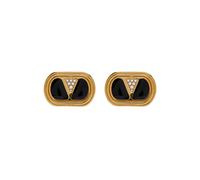 Valentino Garavani Ovalette Vlogo Enamelled Stud Earrings - Black - One Size