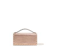 Valentino Garavani Rockstud laminated grainy calfskin shoulder bag - Pink One Size