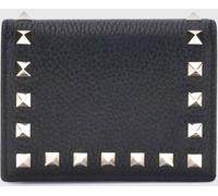 VALENTINO GARAVANI Rockstud Small Bifold Wallet in Grained Calf Leather with Studs - Size: OS - female