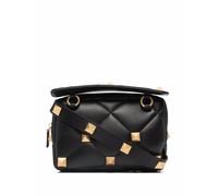 Valentino Garavani Roman Stud diamond-quilted clutch bag - Black One Size