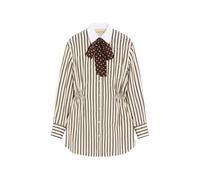 Valentino Garavani short dress in printed striped poplin - Neutrals 38-40-42