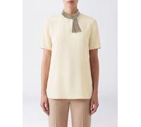 VALENTINO GARAVANI Short-Sleeved Blouse in Embroidered Silk with Jewel Neck - Size: 40 - female