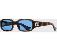 VALENTINO GARAVANI Tortoiseshell Rectangular Sunglasses with VLogo Signature - Size: OS - female