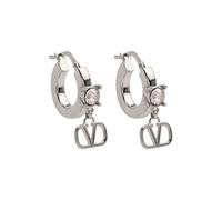 Valentino Garavani Vlogo Crystal-embellished Drop Earrings - Silver - One Size
