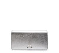 Valentino Garavani Vlogo Metallic Grained Leather Shoulder bag - Silver - One Size