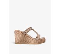 Valentino Garavani Womens Beige Rockstud Braided Leather Wedge Sandals Eur 39 / 6 Uk Women