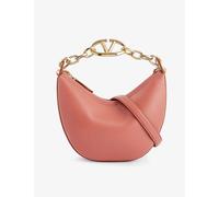 Valentino Garavani Womens Rose Brown Moon Leather Shoulder Bag