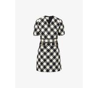 Valentino Garavani Womens Valentino Garavani Diamond-Check Textured Woven Mini Dress Betulla Nero 12