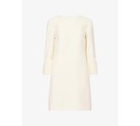 Valentino Garavani Womens Valentino Garavani Pleated-Sleeve Wool and Silk-Blend Mini Dress Avorio 8