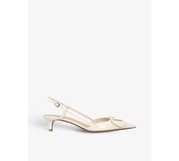 Valentino Garavani Womens Valentino Garavani Vlogo 40 Pointed-Toe Leather Slingback Courts Cream Eur 38/5 UK Women