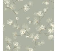 Valentino Pine Textured Heavyweight Vinyl Wallpaper with Metallic Finish for a Modern Living Room, Kitchen, Bedroom, Lounge Sage Green Belgravia 1936