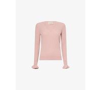 Valentino Womens Valentino Logo-Embroidery Cable-Knit Cashmere Jumper Oriental Pink M