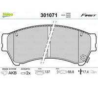 VALEO - Brake pads First - 301071 - Set of 4 pads - Front axle - Fully equipped with mounted accessories