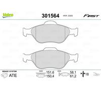 Valeo Set of 4 Brake Pads Essential 301564, Front Axle | Certified ECE-R90, Valeo Quality, Tested to Ensure Durability and Optimal Performance