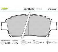 VALEO - Brake pads First - 301606 - Set of 4 pads - Front axle - Fully equipped with mounted accessories