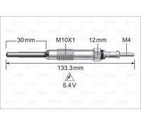 Valeo 345243 Diesel Heater Glow Plug 5.4V M10X1 15Nm 133.3mm 12 Spanner M4