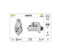 VALEO 438072 Starter Power: 2 kW Stop & Start: NO Number of teeth: 10 teeth Voltage: 12 V Rotation direction: CLOCKWISE