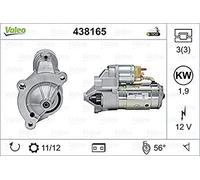 VALEO 438165 Starter Power: 1,9 kW Stop & Start: NO Number of teeth: 11/12 teeth Voltage: 12 V Rotation direction: CLOCKWISE