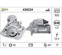 VALEO 438224 Starter Power: 1,2 kW Stop & Start: NO Number of teeth: 10 teeth Voltage: 12 V Rotation direction: CLOCKWISE