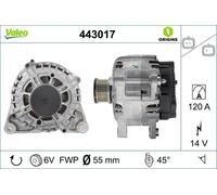 Valeo Alternator 443017-120 Amp - 6 Grooves - 14 V