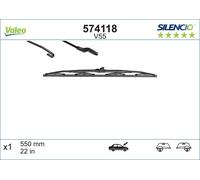 VALEO Silencio Wiper - V55 - All-Seasons Durable and Resistant Windshield Conventional Wiper Blade 550mm - 1 Wiper Blade - 574118
