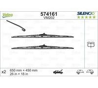 Valeo 574161 Silencio VM202 Front Windscreen Wiper Blade Set 650mm 450mm 26" 18"