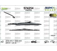 Valeo 574254 Silencio VM209 Front Windscreen Wiper Blade Set 575mm 500mm 23" 20"