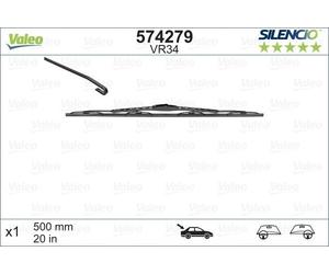 Valeo 574279 Silencio VR34 Rear Window Windscreen Wiper Blade x1 500mm 20"