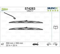 Valeo 574283 Silencio VM217 Performance Front Wiper Blade Set 550mm 22" RHD LHD