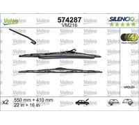 Valeo 574287 Silencio VM216 Front Windscreen Wiper Blade Set 550mm 400mm 22" 16"