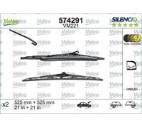 Valeo 574291 Silencio VM221 Performance Front Wiper Blade Set Spoiler 525mm 21"