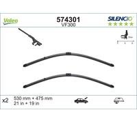 VALEO Silencio Wiper - VF300 - Kit of High Performance, Superior Road Visibility, Easy Installation Original Flat Blades 530mm/475mm - Front - Set of 2 Wiper Blades - 574301