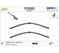 VALEO Silencio Wiper - VF301 - Kit of High Performance, Superior Road Visibility, Easy Installation Original Flat Blades 530mm/475mm - Front - Set of 2 Wiper Blades - 574302