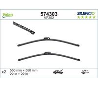 VALEO Silencio Wiper - VF302 - Kit of High Performance, Superior Road Visibility, Easy Installation Original Flat Blades 550mm/550mm - Front - Set of 2 Wiper Blades - 574303