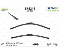 Valeo 574316 Silencio VF407 Front Wiper Blade Set Spoiler 650mm 600mm 26" 24"