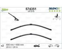 Valeo 574351 Silencio VF315 Front Wiper Blade Set Flat Spoiler 600mm 24" RHD LHD