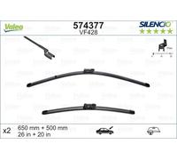 VALEO Silencio Wiper - VF428 - Kit of High Performance, Superior Road Visibility, Easy Installation Original Flat Blades 650mm/500mm - Front - Set of 2 Wiper Blades - 574377