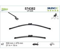 VALEO Silencio Wiper - VF326 - Kit of High Performance, Superior Road Visibility, Easy Installation Original Flat Blades 530mm/475mm - Front - Set of 2 Wiper Blades - 574382