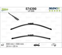 Valeo 574390 Silencio VF399 Front Wiper Blade Set Spoiler 600mm 500mm 24" 20"