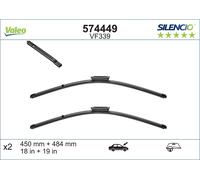 VALEO Silencio Wiper - VF339 - Kit of High Performance, Superior Road Visibility, Easy Installation Original Flat Blades 450mm/484mm - Front - Set of 2 Wiper Blades - 574449