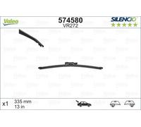 VALEO Silencio Wiper - VR272 - High Performance, Superior 360 Degrees Visibility, Easy Installation Original Flat Blade 335mm - Rear - 1 Wiper Blade - 574580