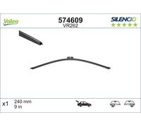 VALEO Silencio Wiper - VR262 - High Performance, Superior 360 Degrees Visibility, Easy Installation Original Flat Blade 240mm - Rear - 1 Wiper Blade - 574609