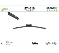 VALEO Silencio Wiper - VR263 - High Performance, Superior 360 Degrees Visibility, Easy Installation Original Flat Blade 250mm - Rear - 1 Wiper Blade - 574610