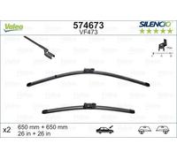 VALEO Silencio Wiper - VF473 - Kit of High Performance, Superior Road Visibility, Easy Installation Original Flat Blades 650mm/650mm - Front - Set of 2 Wiper Blades - 574673