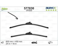 VALEO Silencio Wiper - VF830 - Kit of High Performance, Superior Road Visibility, Easy Installation Original Flat Blades 600mm/450mm - Front - Set of 2 Wiper Blades - 577830