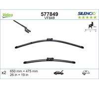VALEO Silencio Wiper - VF849 - Kit of High Performance, Superior Road Visibility, Easy Installation Original Flat Blades 650mm/475mm - Front - Set of 2 Wiper Blades - 577849