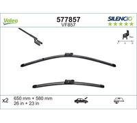 VALEO Silencio Wiper - VF857 - Kit of High Performance, Superior Road Visibility, Easy Installation Original Flat Blades 650mm/580mm - Front - Set of 2 Wiper Blades - 577857