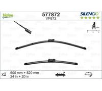 Valeo Flat Wiper Blade Silencio VF872 (577872) - Front with Spoiler, 600/520 mm - Set of 2